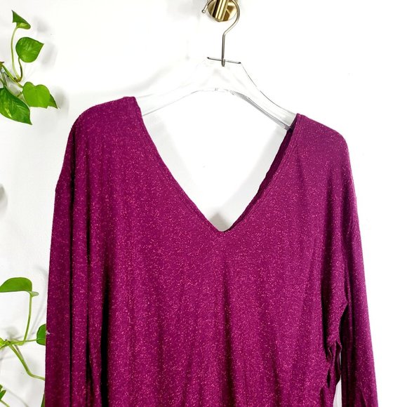 Chaser Flowy Silk Blouse Womens Medium Burgundy V Neck Lagenlook‎ Loose NEW - Picture 4 of 10